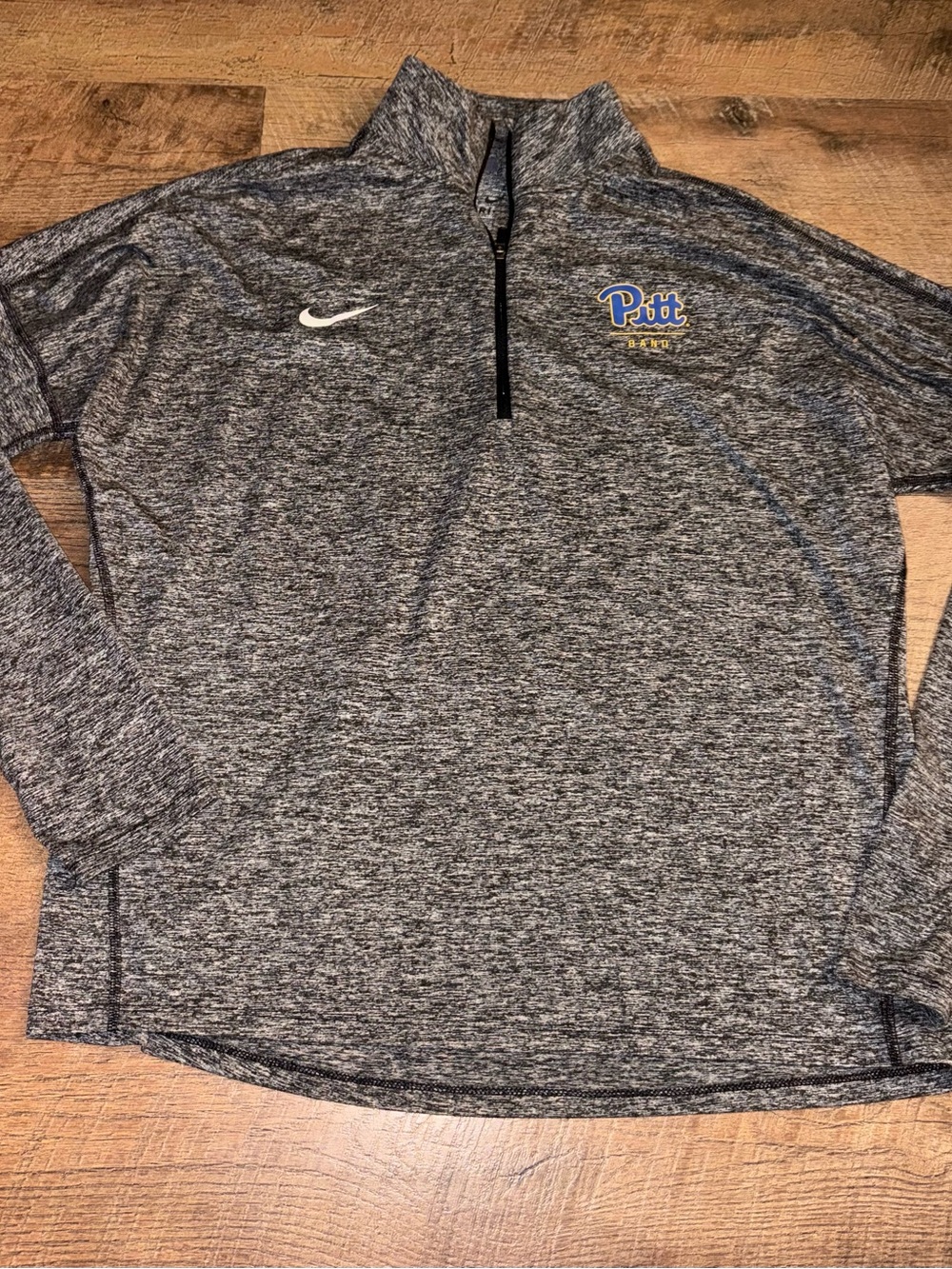 Nike Men’s Grey Heather Quarter-Zip Pullover with Pitt Band Logo